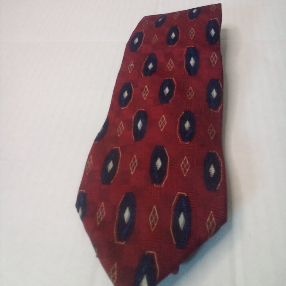 Jos A Bank Corporate Collection Tie Necktie Men 100% Silk Red Blue Gold